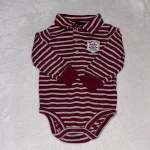 (3 for $10) carters Striped Maroon and White Baby Onesie bodysuit 18 months